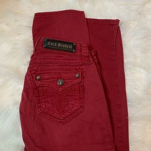burgundy rock revival jeans